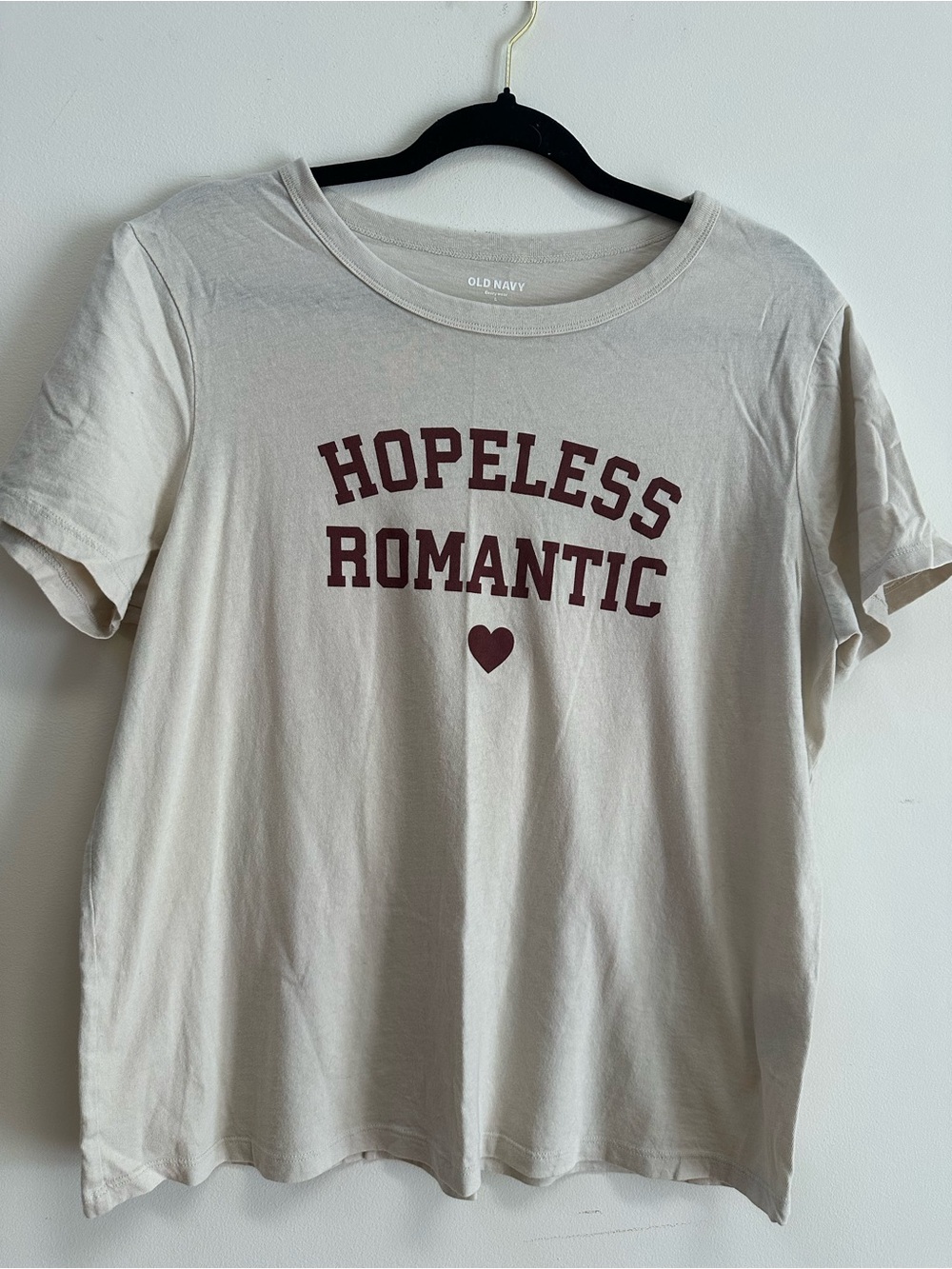 Old Navy Cream Graphic Tee with Maroon Text